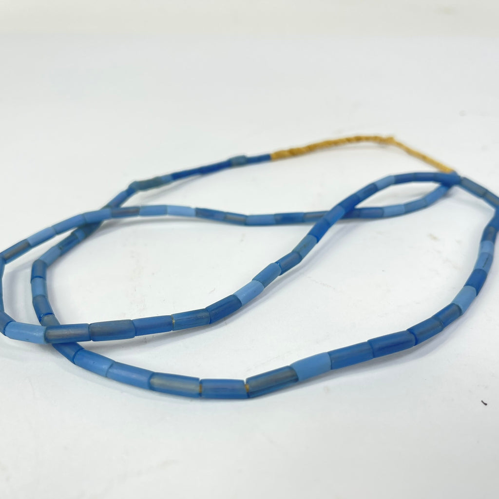 3 Strands Bida Glass Blue Trade Beads Nigeria 31 (in)