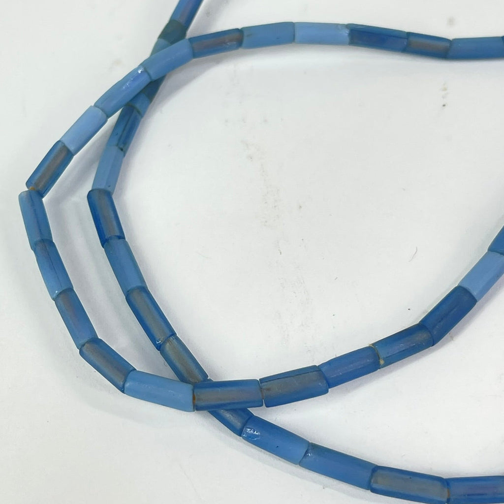 3 Strands Bida Glass Blue Trade Beads Nigeria 31 (in)