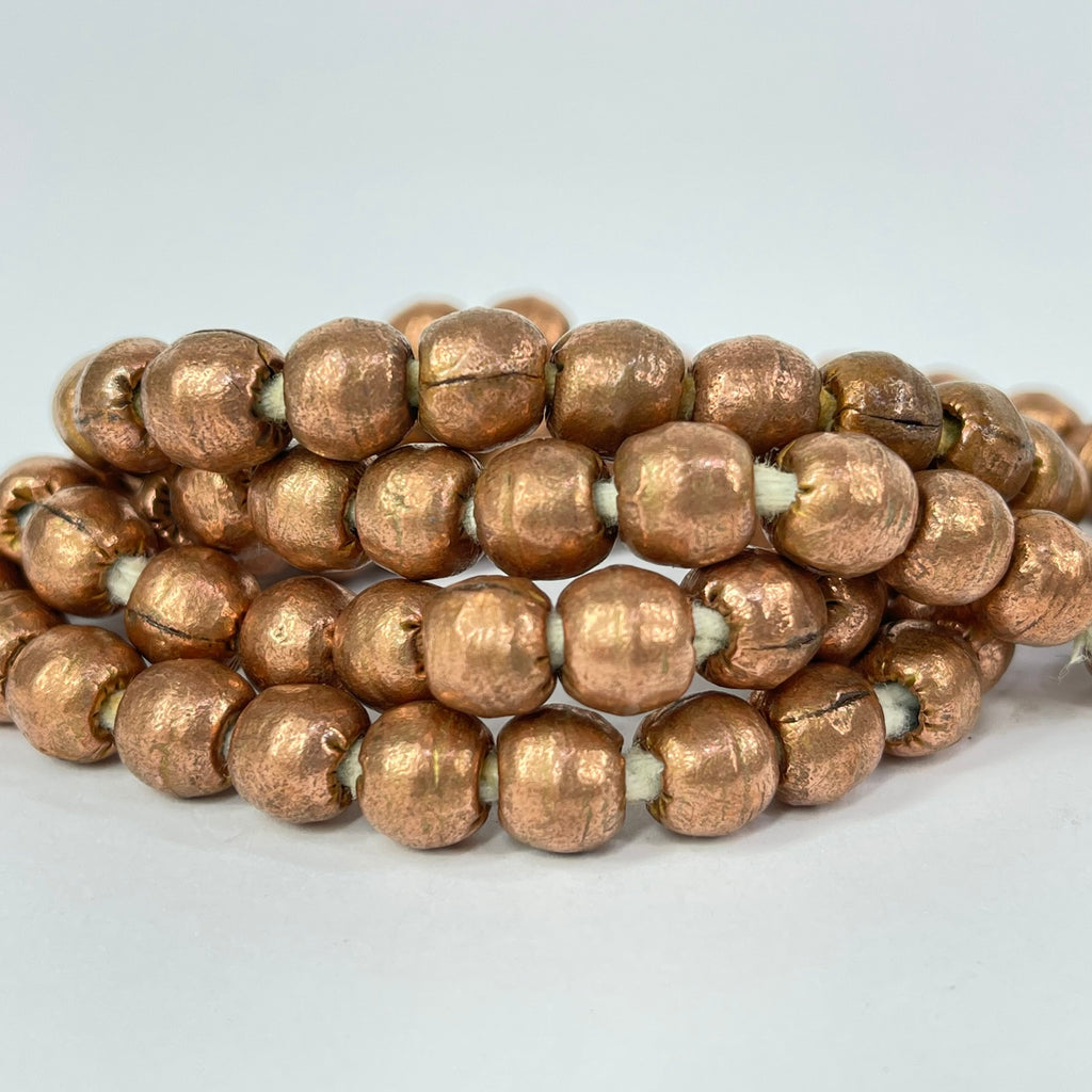 Copper Color Metal Trade Beads Ethiopia 30 inches