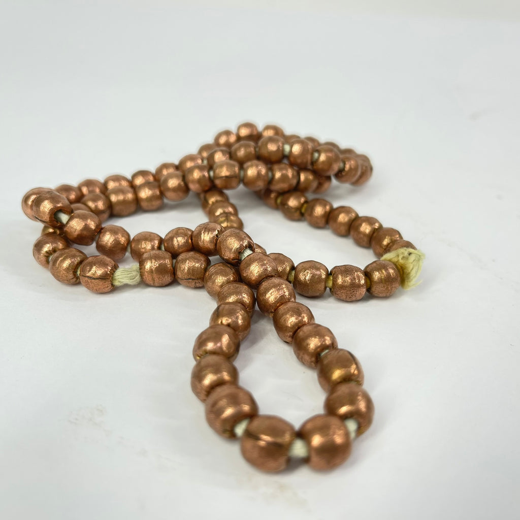 Copper Color Metal Trade Beads Ethiopia 30 inches