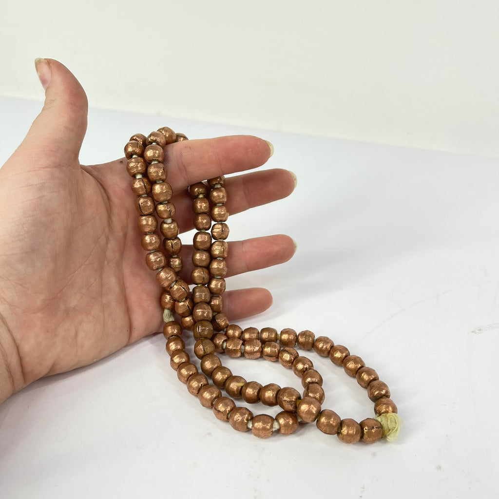 Copper Color Metal Trade Beads Ethiopia 30 inches