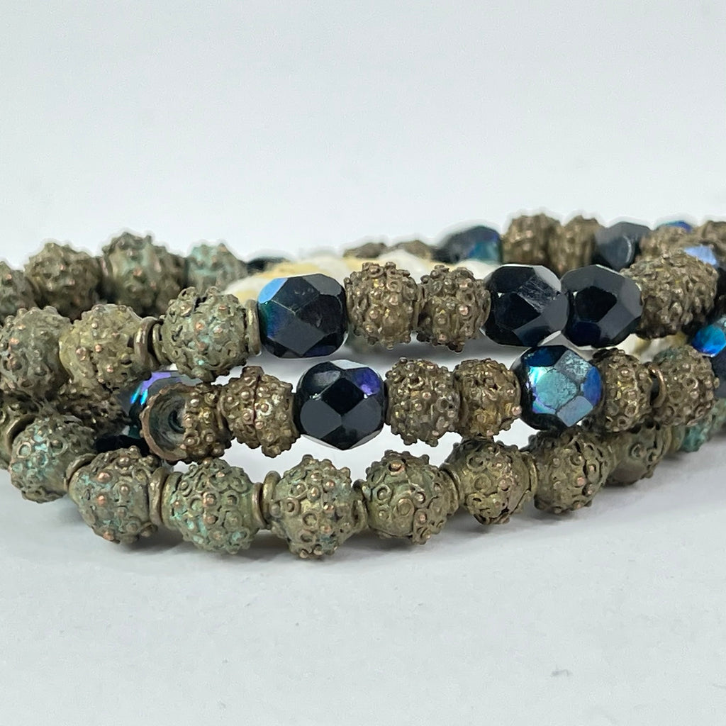 Yoruba Gilded Brass Raised Dot Beads Nigeria