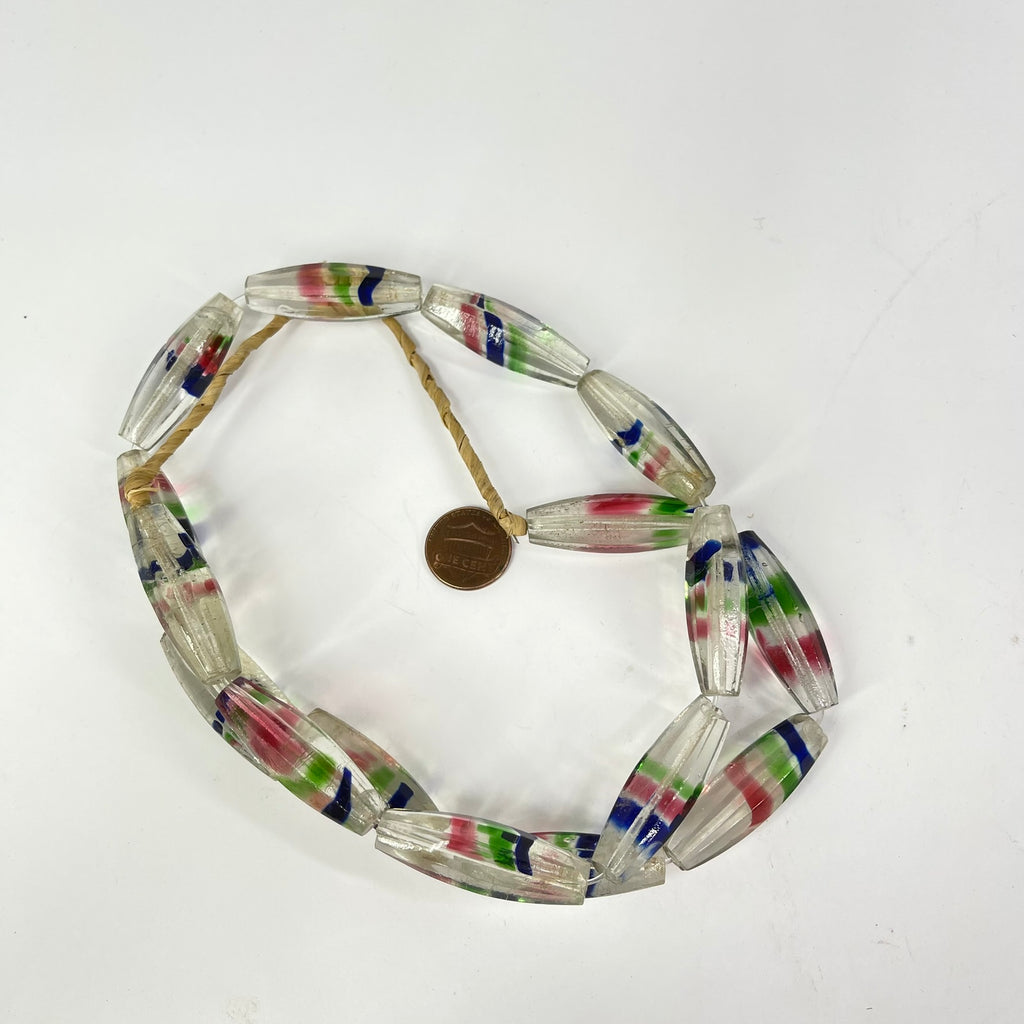 Translucent White Faceted Bohemian Trade Beads 30 In