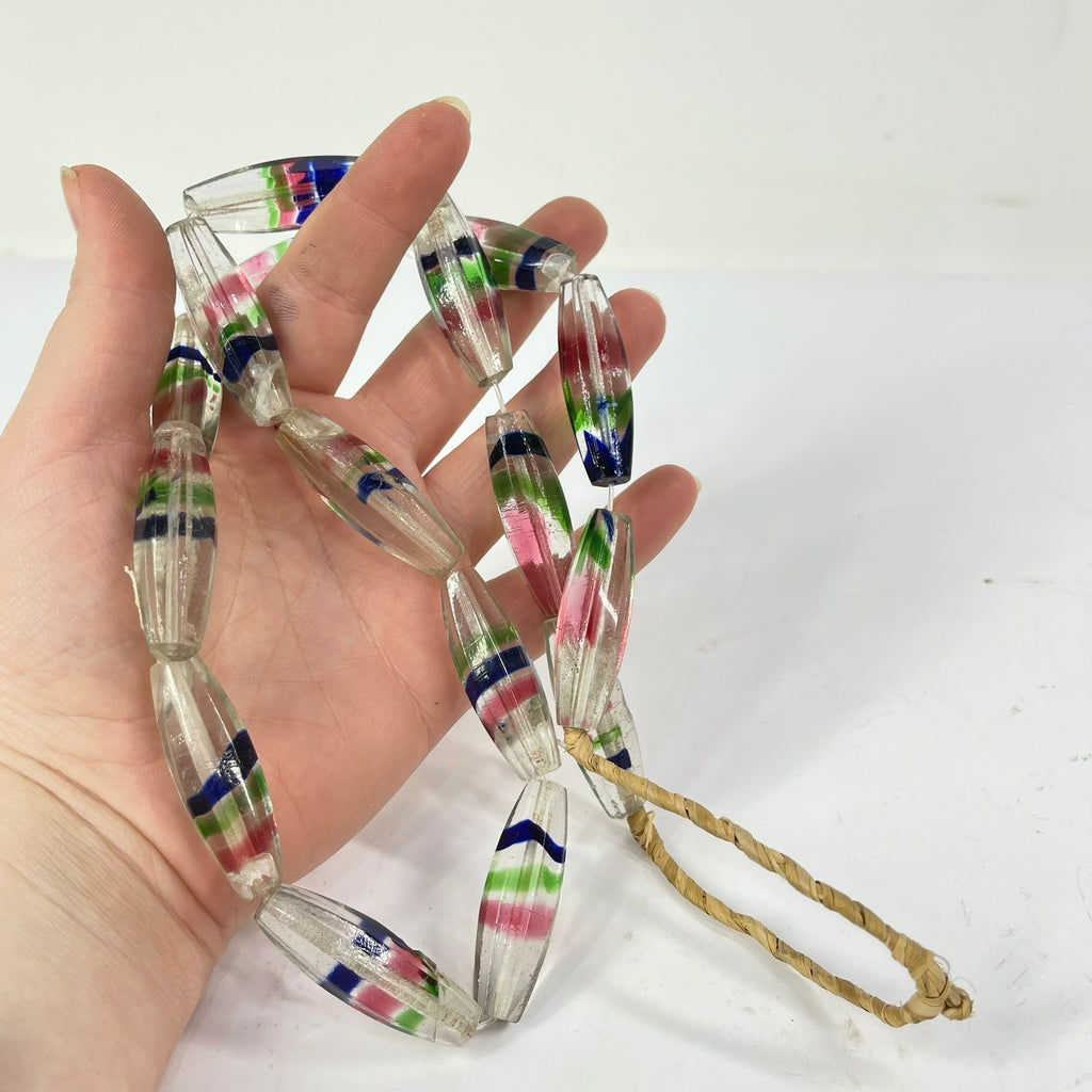 Translucent White Faceted Bohemian Trade Beads 30 In