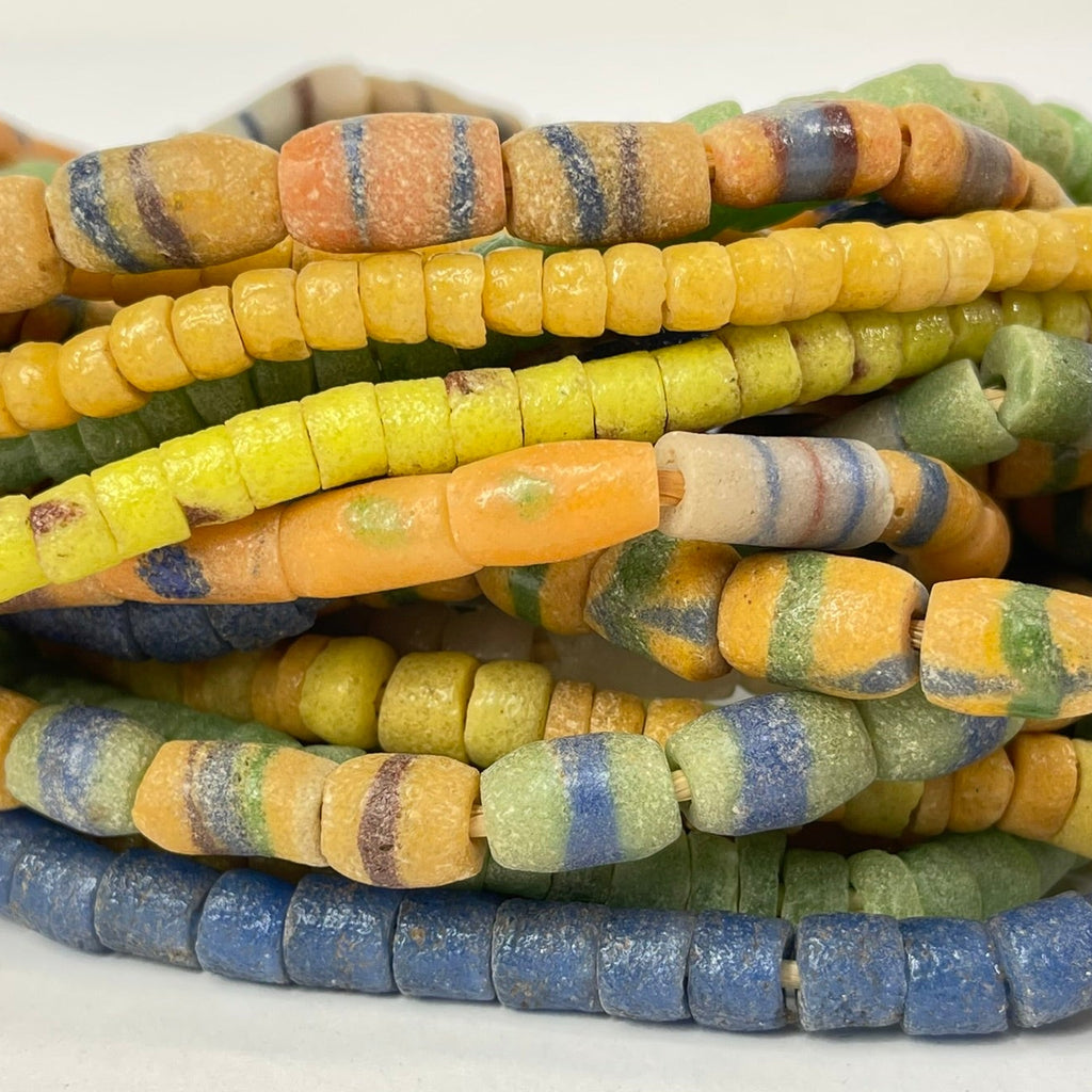 10 Strands Krobo "Recycled" Powder Glass Trade Beads