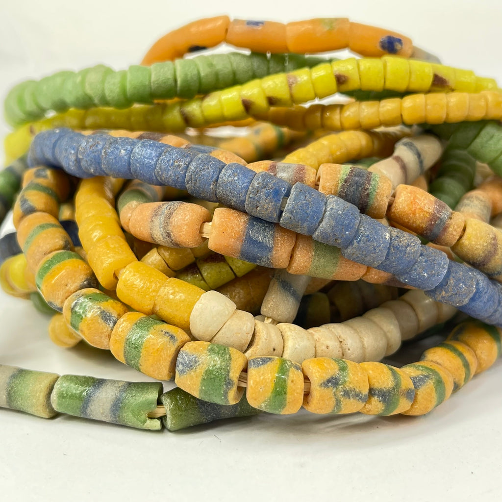 10 Strands Krobo "Recycled" Powder Glass Trade Beads