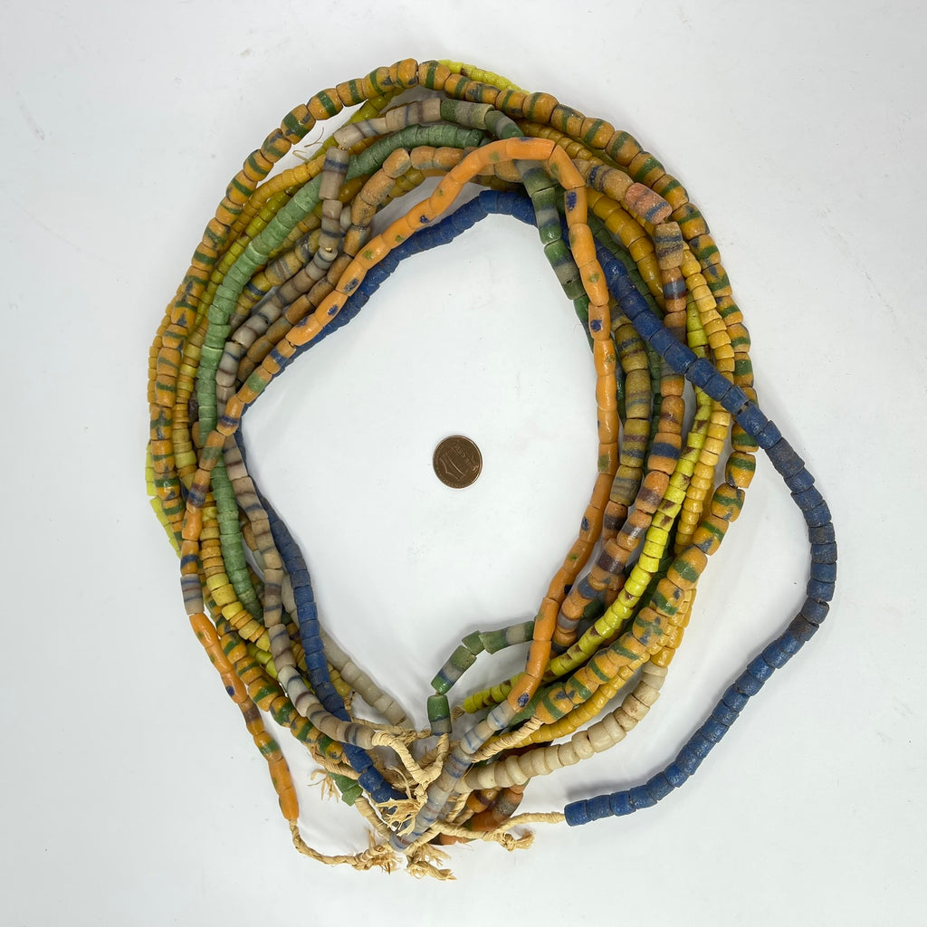 10 Strands Krobo "Recycled" Powder Glass Trade Beads