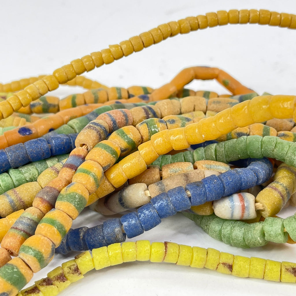10 Strands Krobo "Recycled" Powder Glass Trade Beads