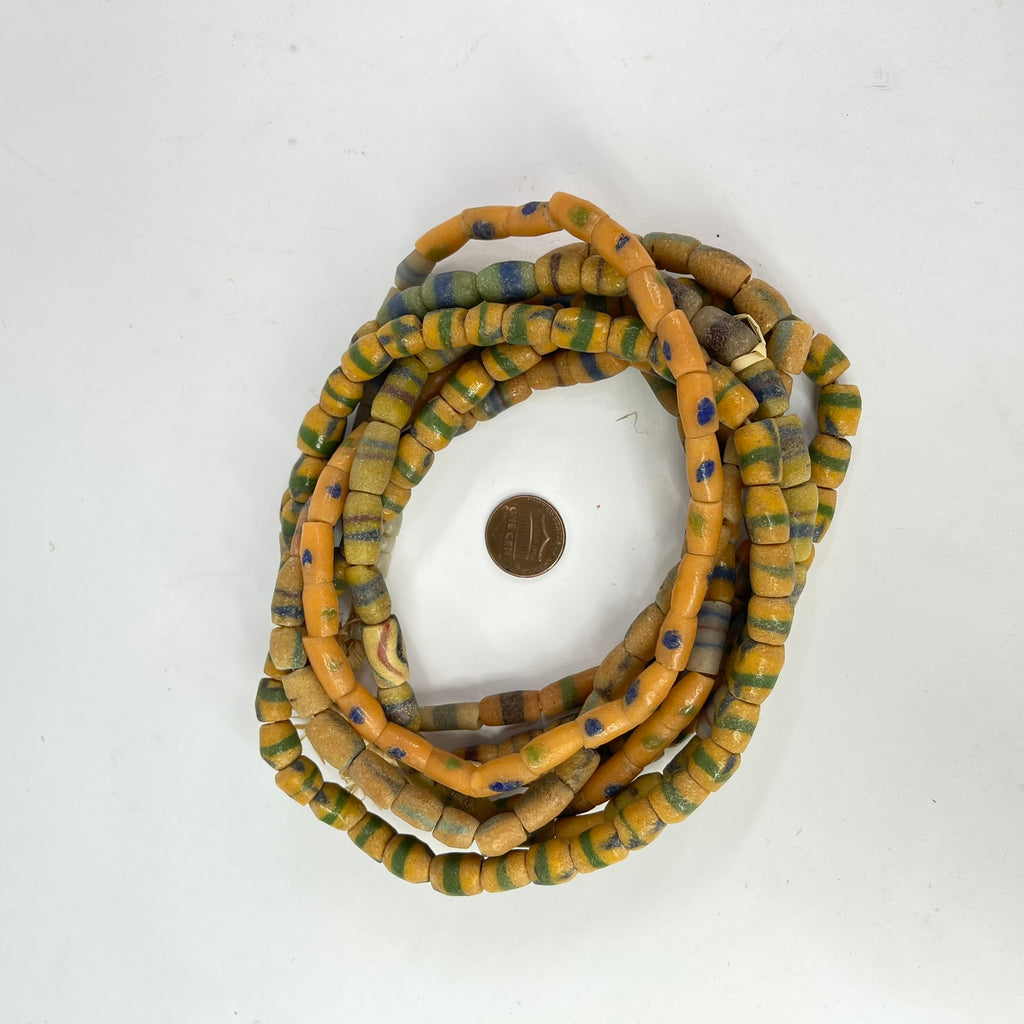 10 Strands Krobo "Recycled" Powder Glass Trade Beads