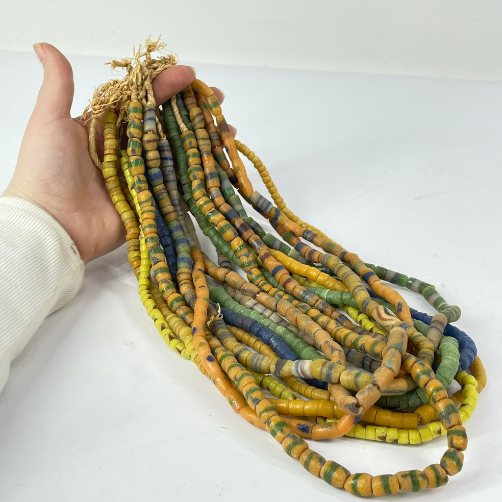 10 Strands Krobo "Recycled" Powder Glass Trade Beads
