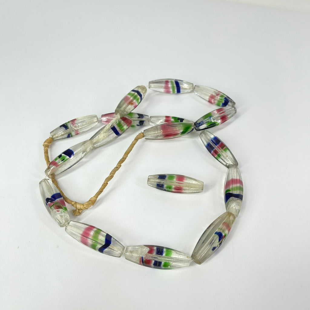 Translucent White Faceted Bohemian Trade Beads 30 In