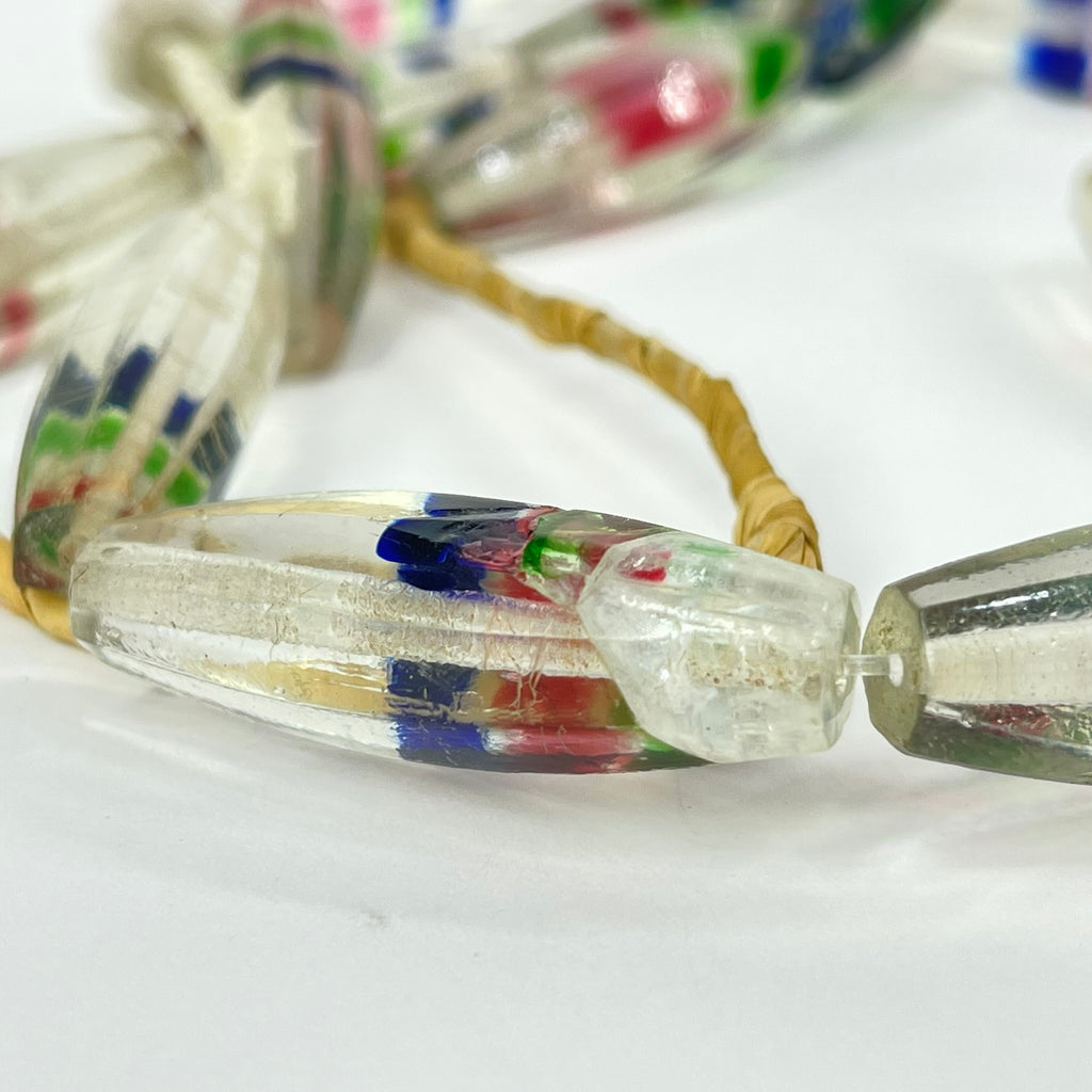 Translucent White Faceted Bohemian Trade Beads 30 In