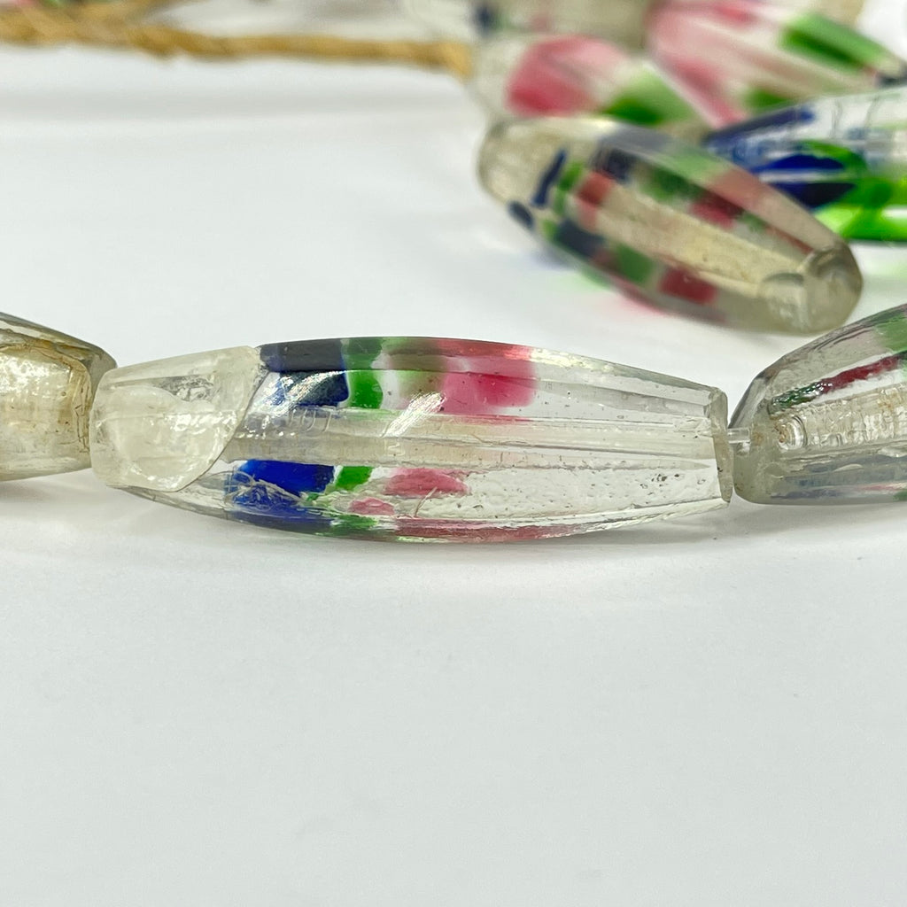 Translucent White Faceted Bohemian Trade Beads 30 In