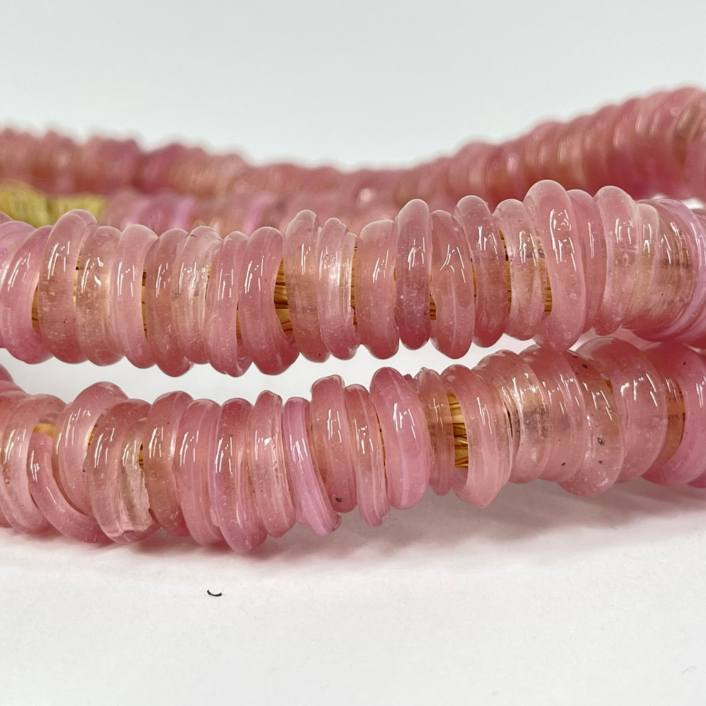Italian Glass Rings Pink Translucent Trade Beads