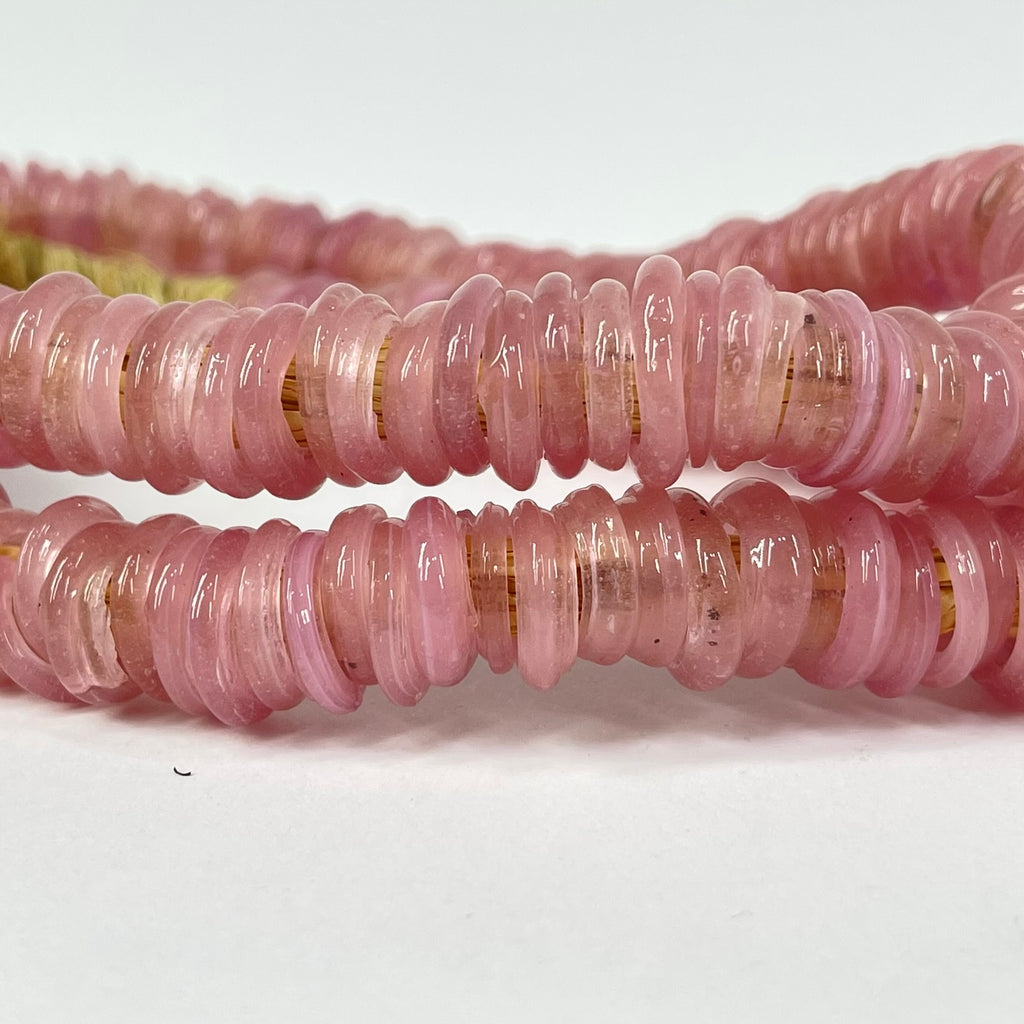Italian Glass Rings Pink Translucent Trade Beads