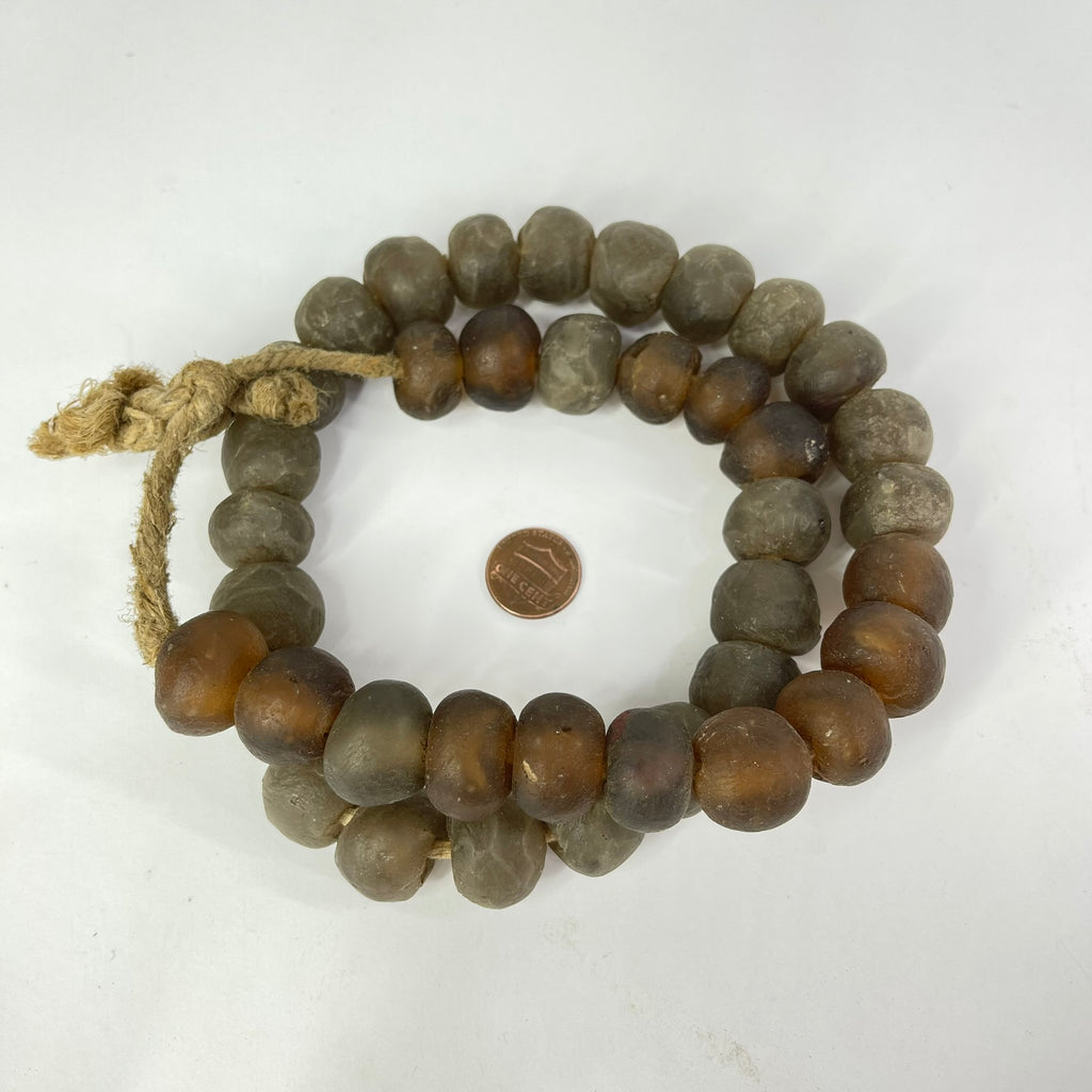 Krobo Recycled Powder Glass Brown Trade Beads