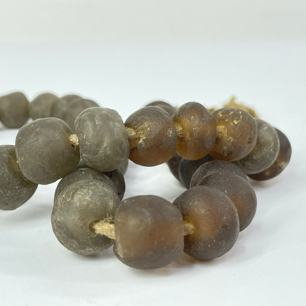 Krobo Recycled Powder Glass Brown Trade Beads