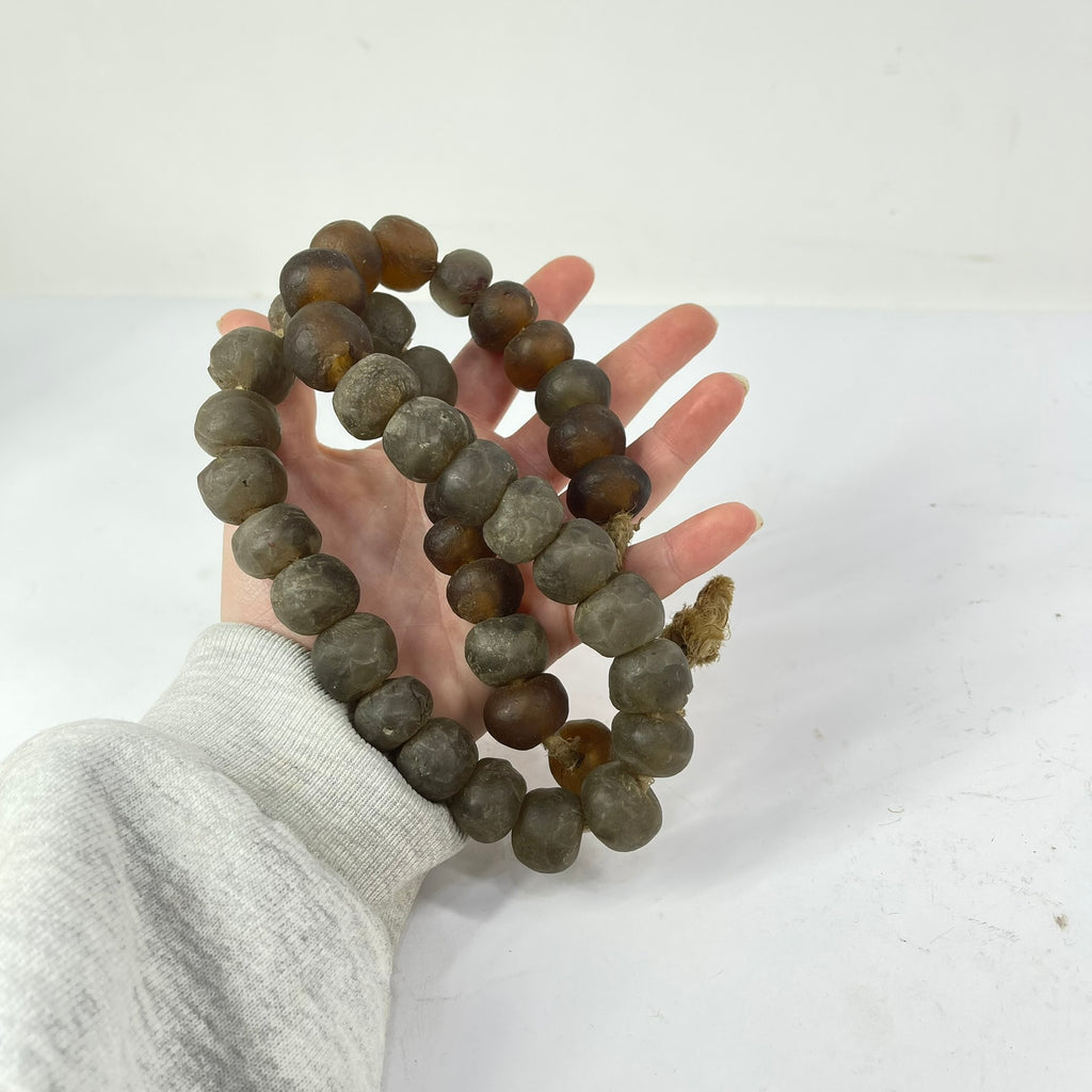 Krobo Recycled Powder Glass Brown Trade Beads