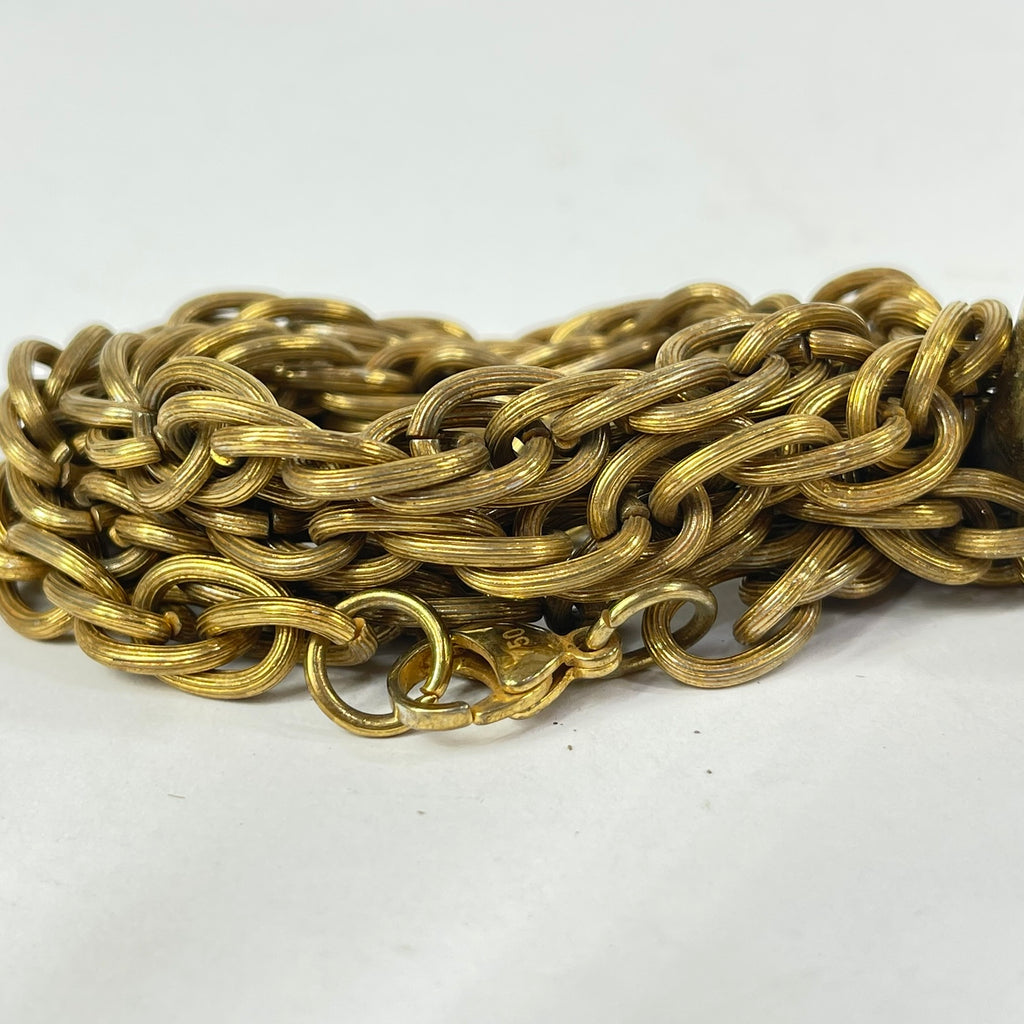 Yoruba Gilded Brass Necklace Nigeria 30 Inch Ring Pendant