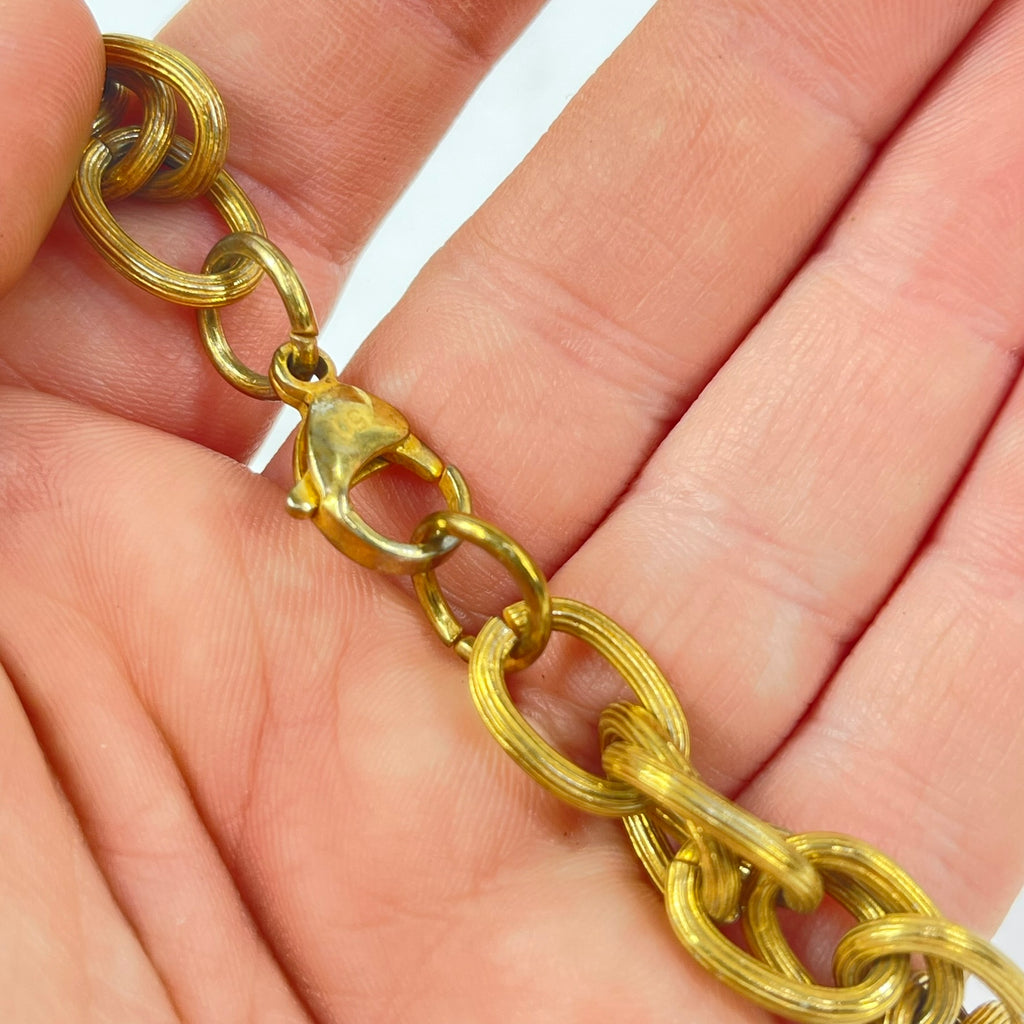 Yoruba Gilded Brass Necklace Nigeria 30 Inch Ring Pendant