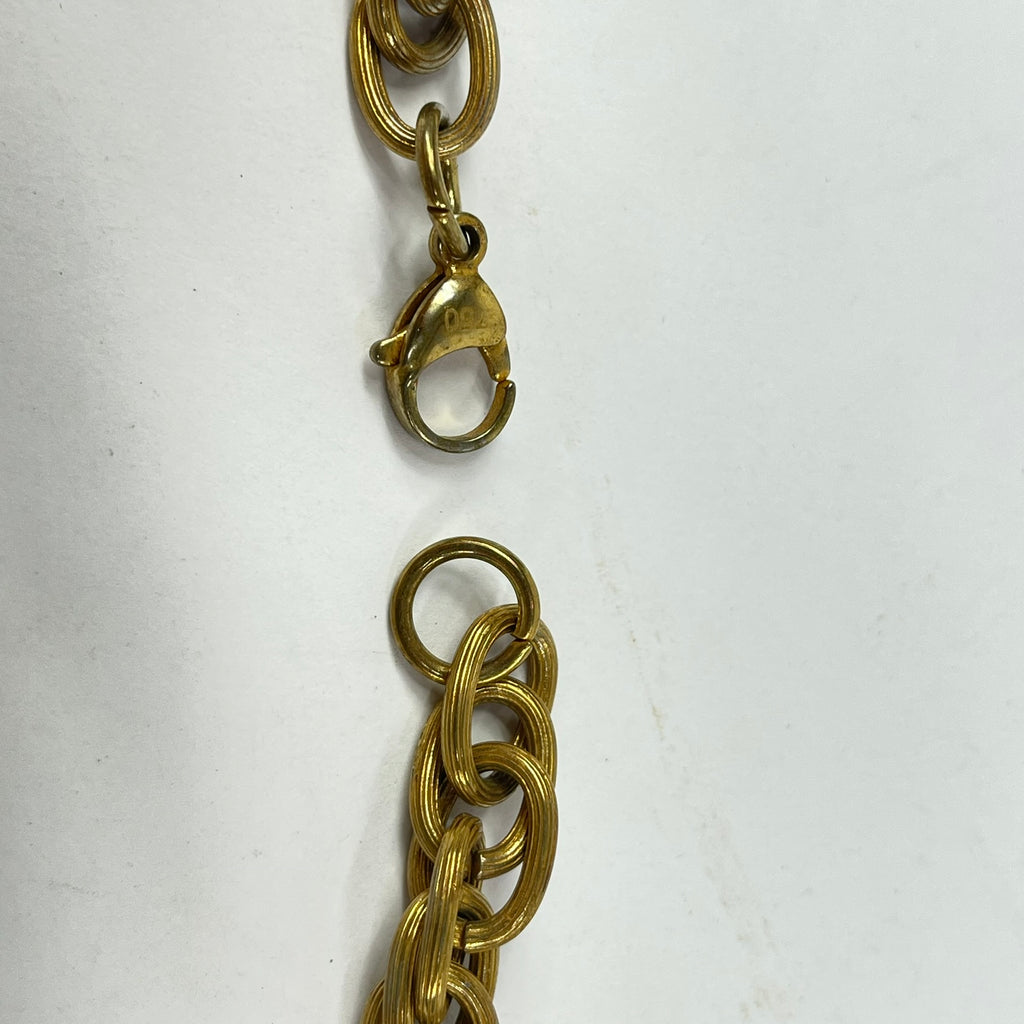 Yoruba Gilded Brass Necklace Nigeria 30 Inch Ring Pendant