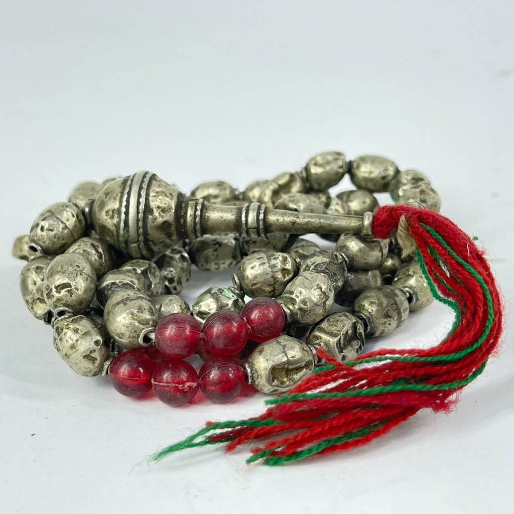 Ethiopian Silver Prayer Beads with Tassel 40 Inch