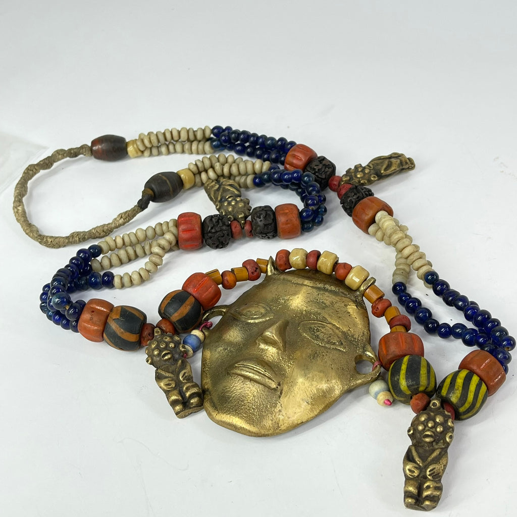 Naga Brass Face Pendant Necklace 42 Inch
