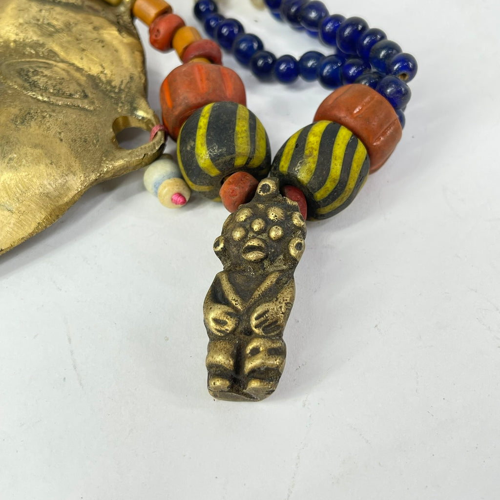 Naga Brass Face Pendant Necklace 42 Inch