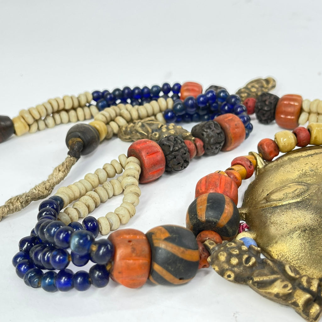 Naga Brass Face Pendant Necklace 42 Inch