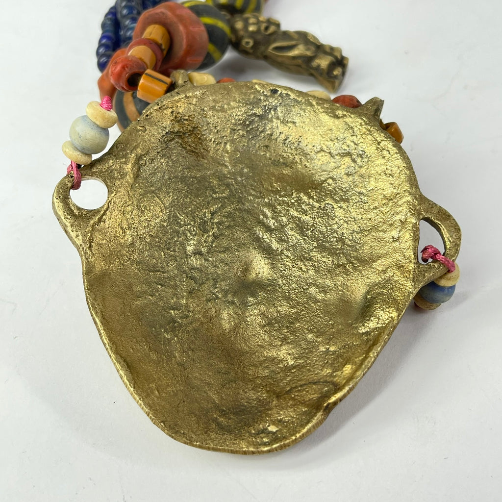 Naga Brass Face Pendant Necklace 42 Inch