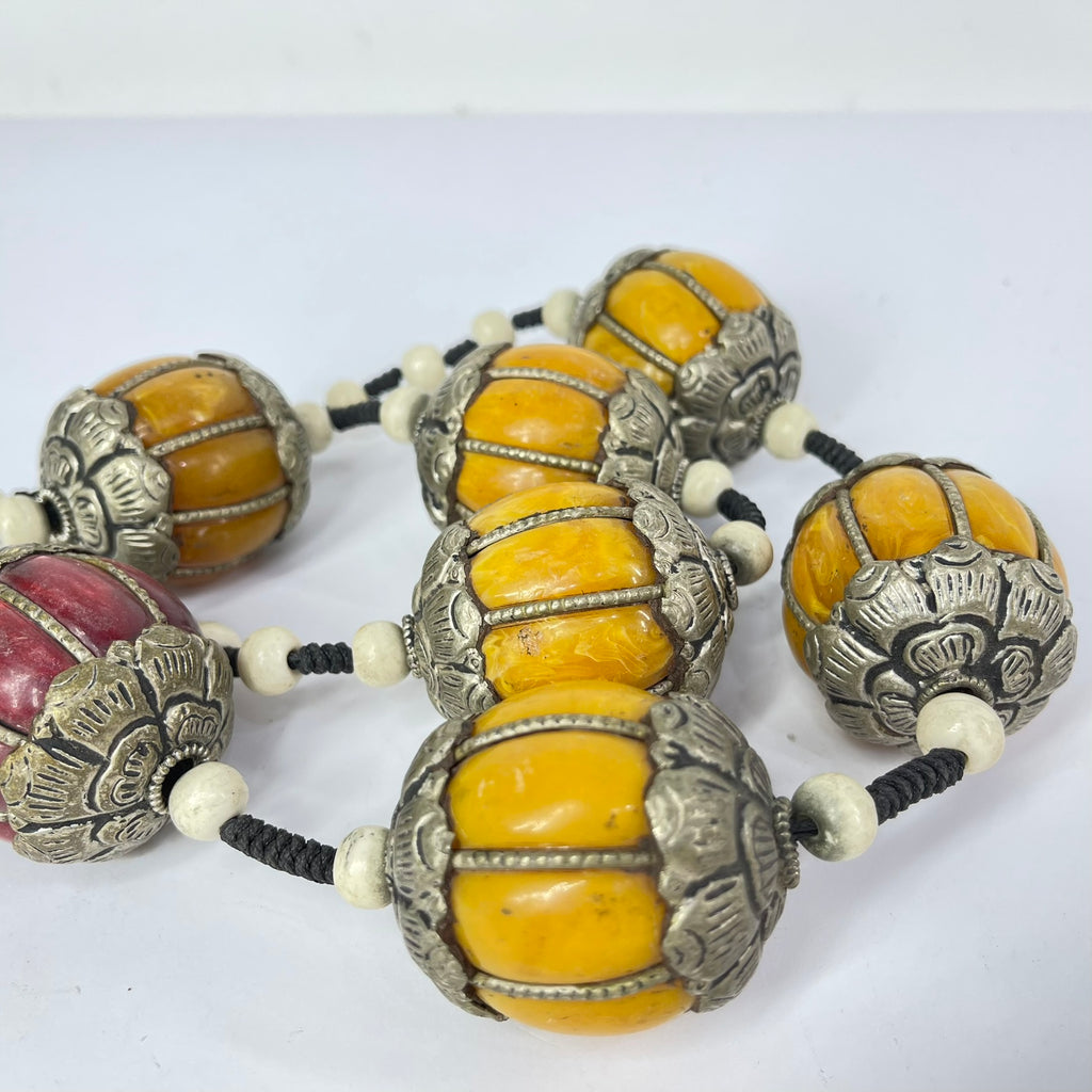 Moroccan Metal and Resin Beaded Necklace