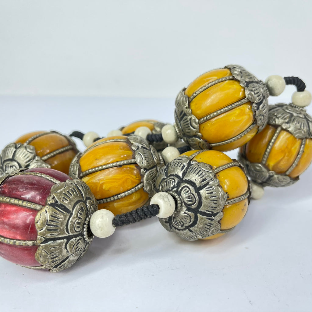 Moroccan Metal and Resin Beaded Necklace