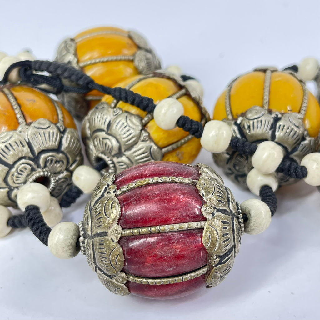 Moroccan Metal and Resin Beaded Necklace