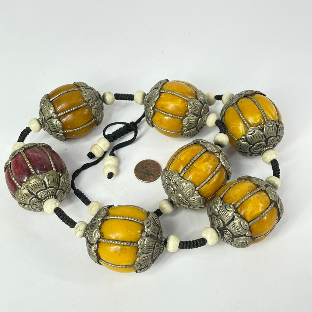 Moroccan Metal and Resin Beaded Necklace