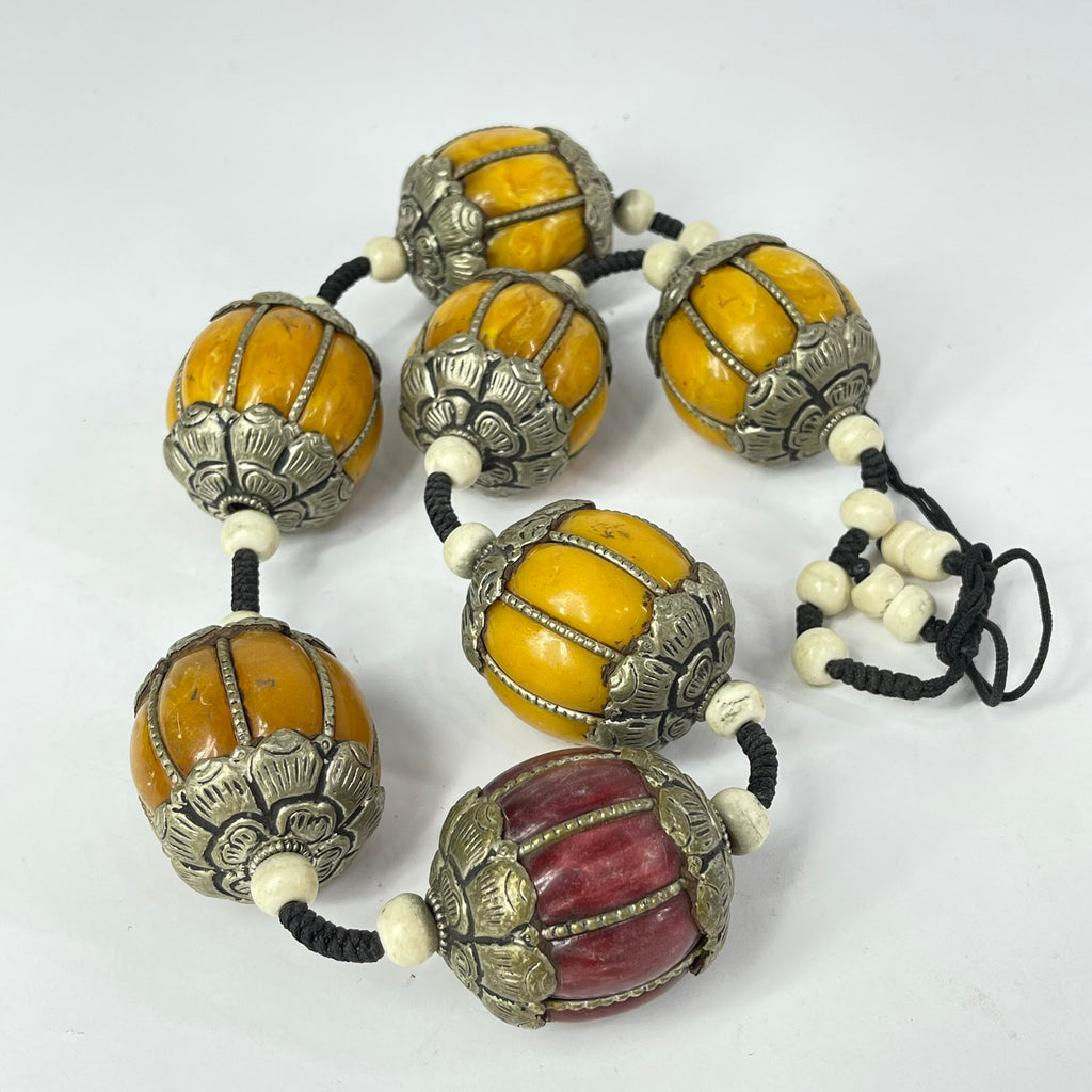 Moroccan Metal and Resin Beaded Necklace