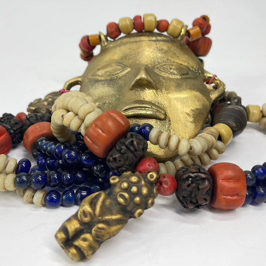 Naga Brass Face Pendant Necklace 42 Inch