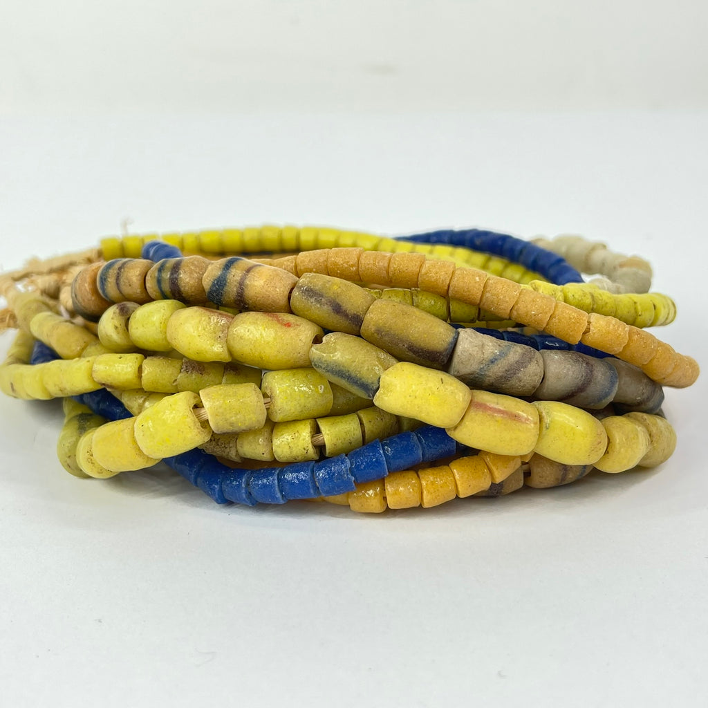6 Strands Krobo "Recycled" Powder Glass Trade Beads