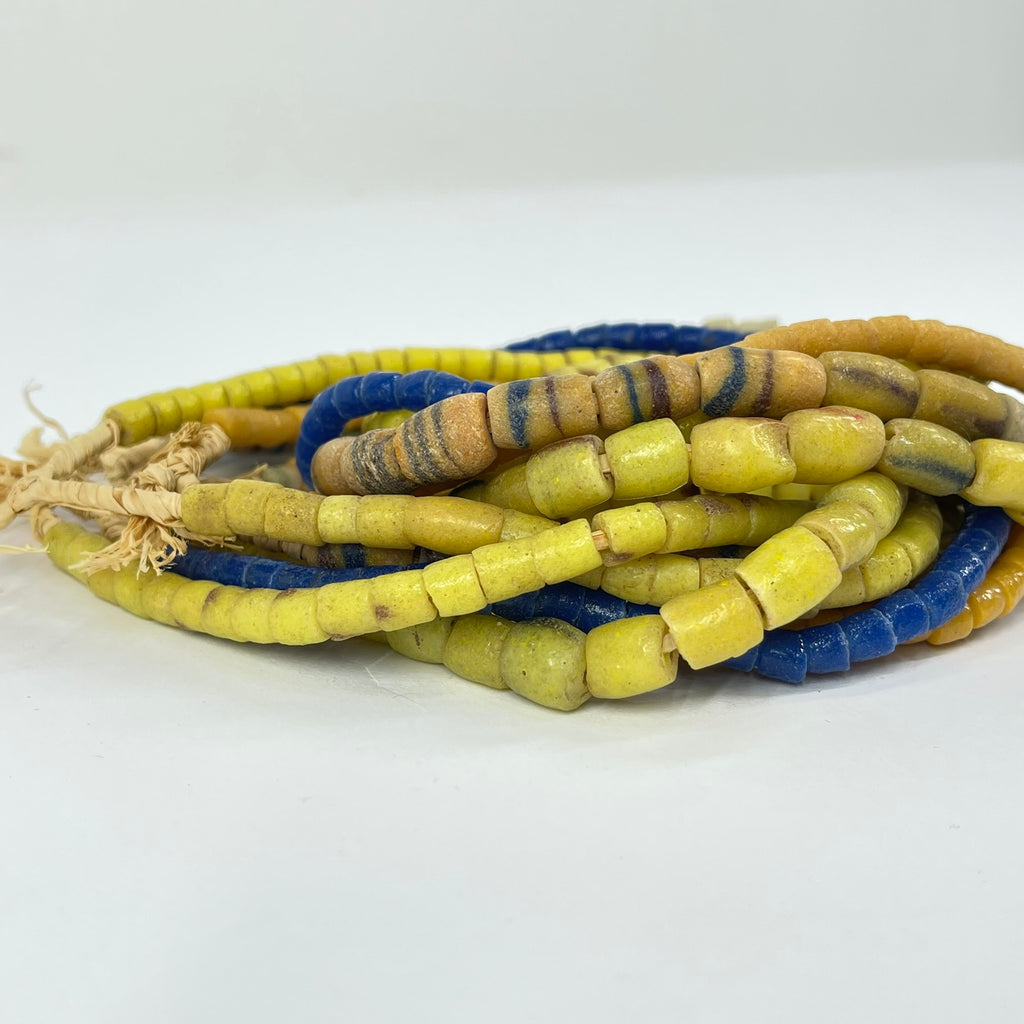 6 Strands Krobo "Recycled" Powder Glass Trade Beads
