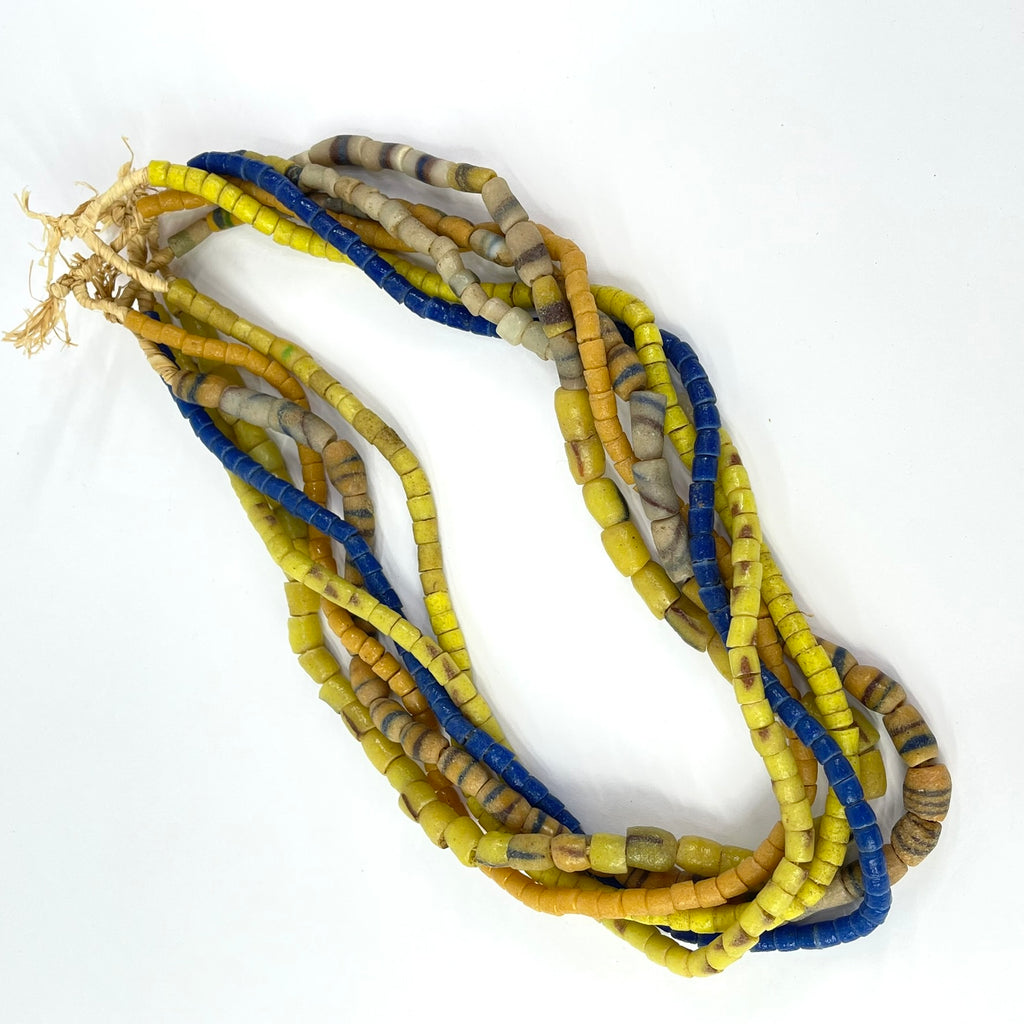 6 Strands Krobo "Recycled" Powder Glass Trade Beads