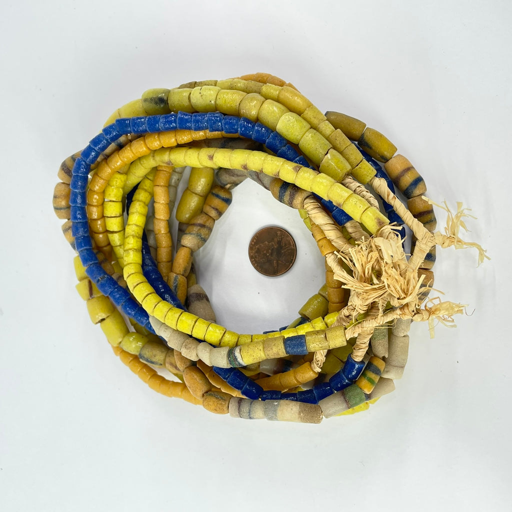 6 Strands Krobo "Recycled" Powder Glass Trade Beads