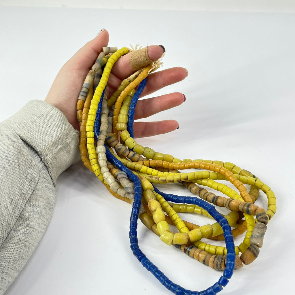 6 Strands Krobo "Recycled" Powder Glass Trade Beads