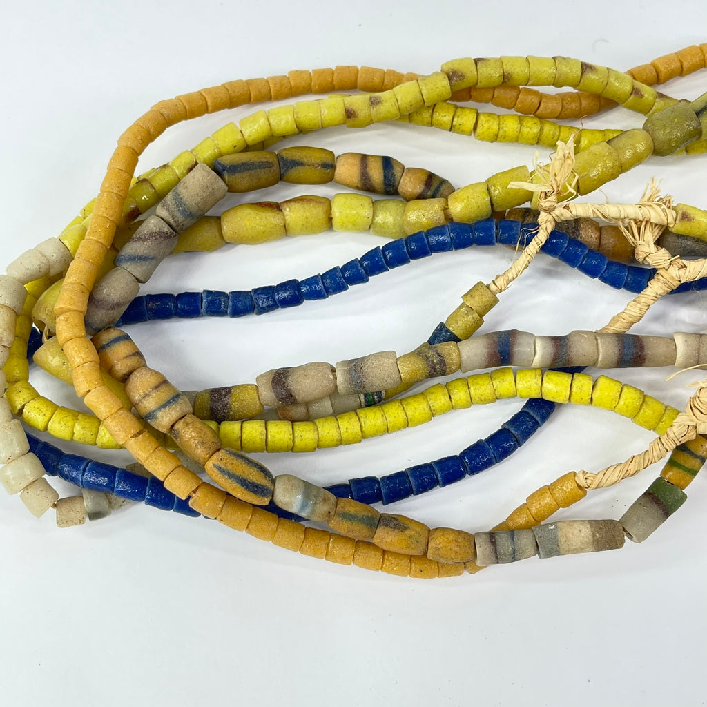6 Strands Krobo "Recycled" Powder Glass Trade Beads
