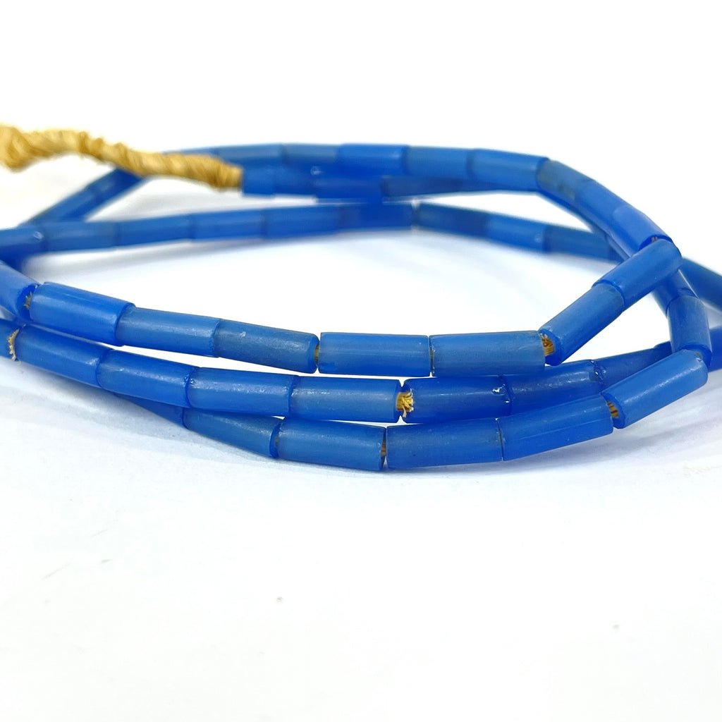 Bida Glass Blue Trade Beads Nigeria 32 inch