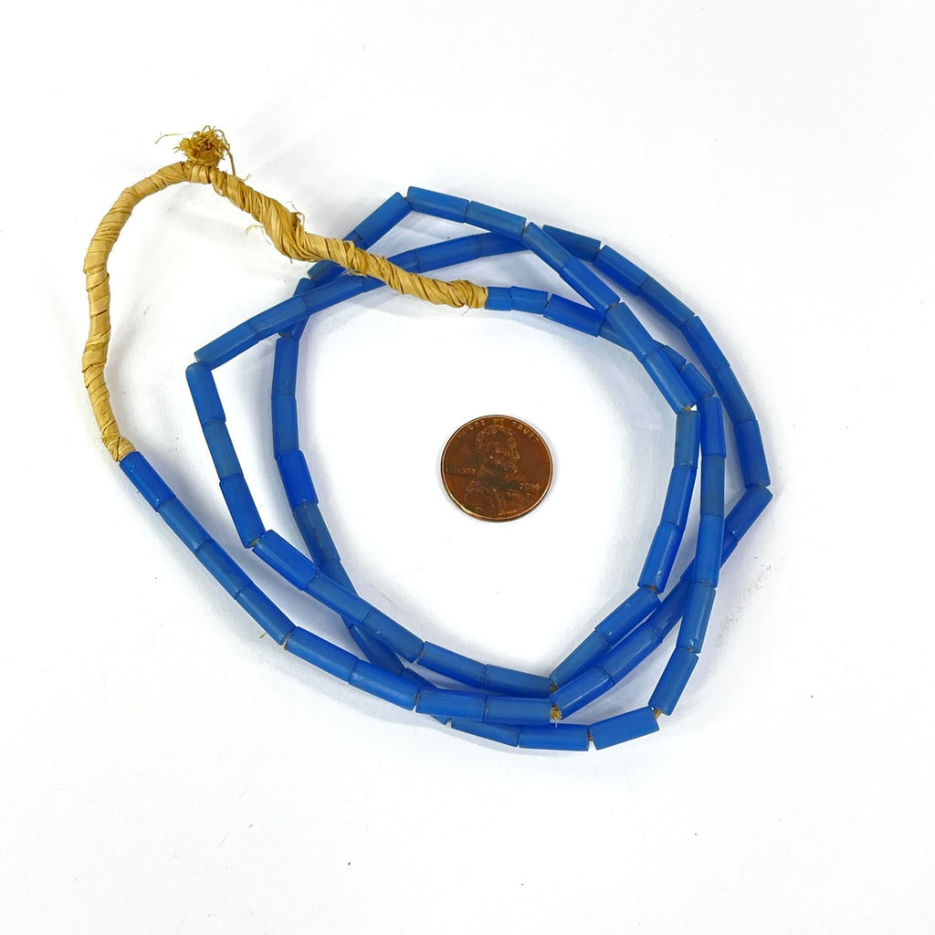 Bida Glass Blue Trade Beads Nigeria 32 inch