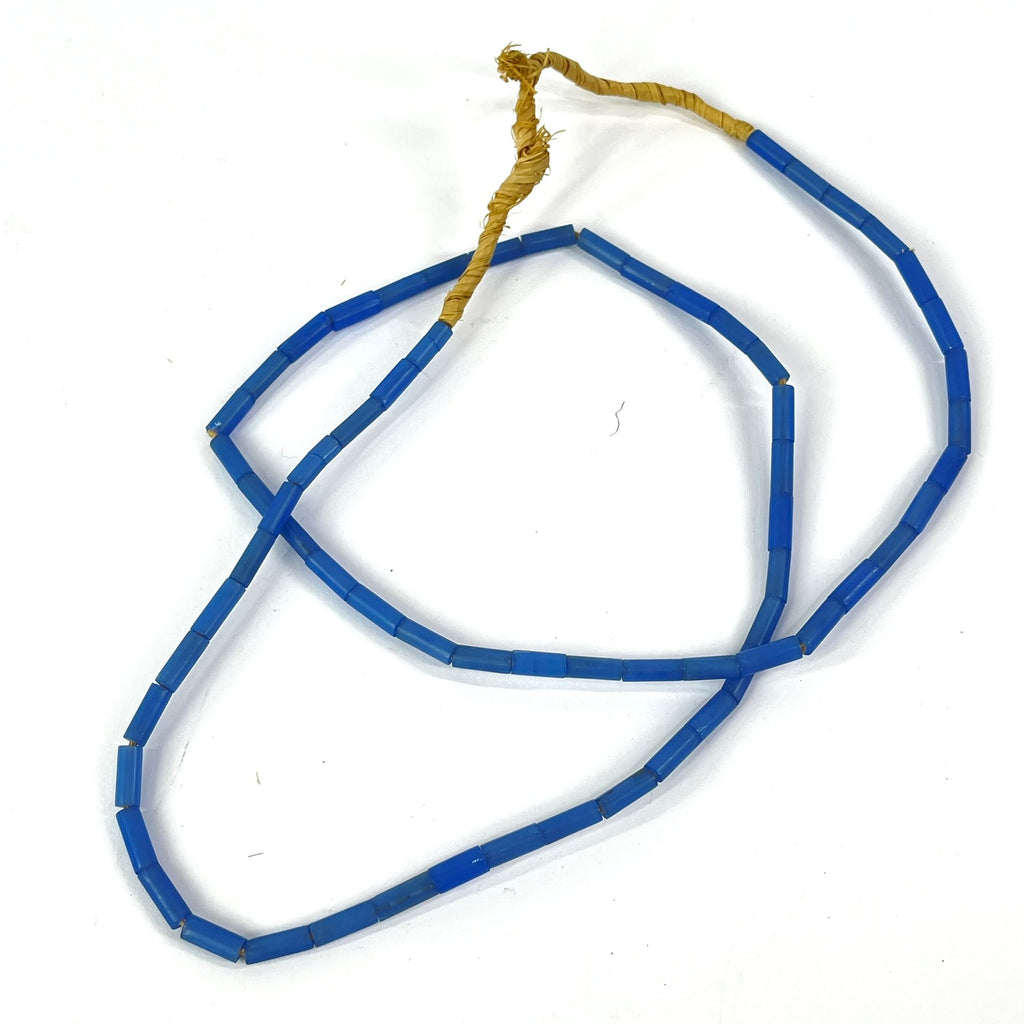 Bida Glass Blue Trade Beads Nigeria 32 inch