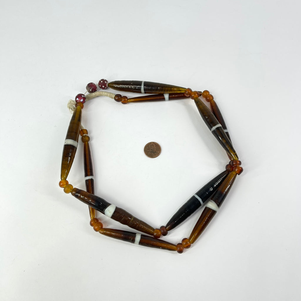 Bohemian Orange Trade Beads and Skunks 42 Inch