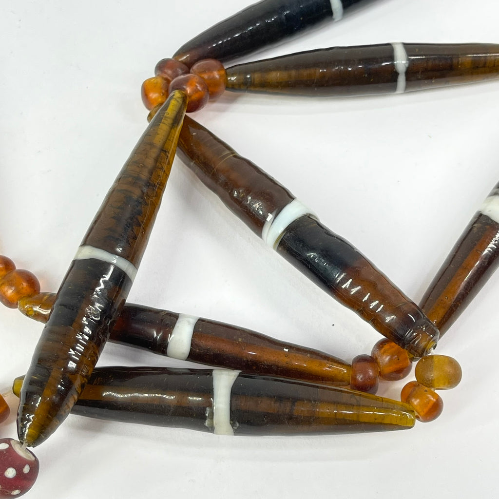 Bohemian Orange Trade Beads and Skunks 42 Inch