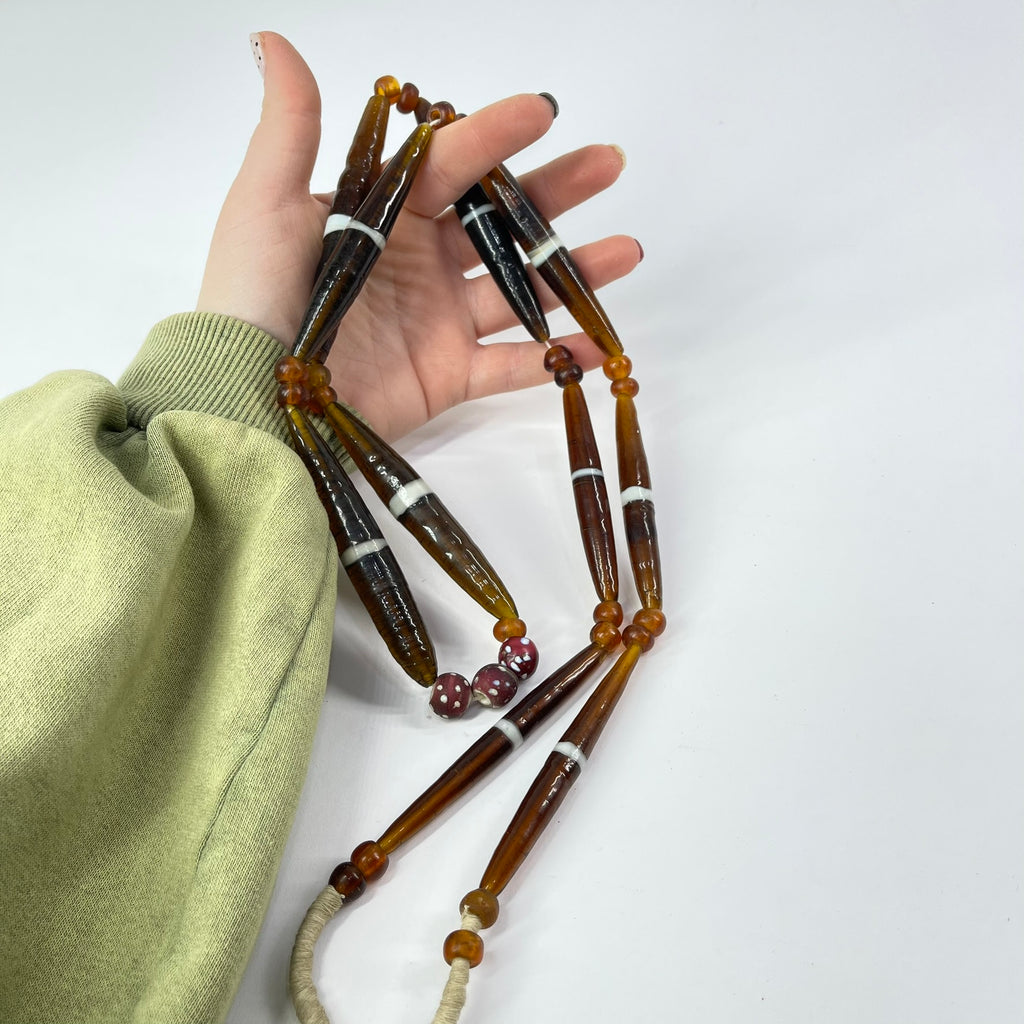 Bohemian Orange Trade Beads and Skunks 42 Inch