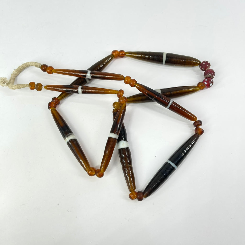 Bohemian Orange Trade Beads and Skunks 42 Inch