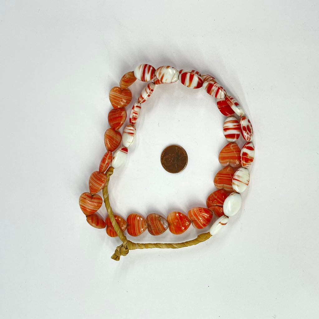 Bohemian Trade Beads White Pink Red Mixed Hearts Africa